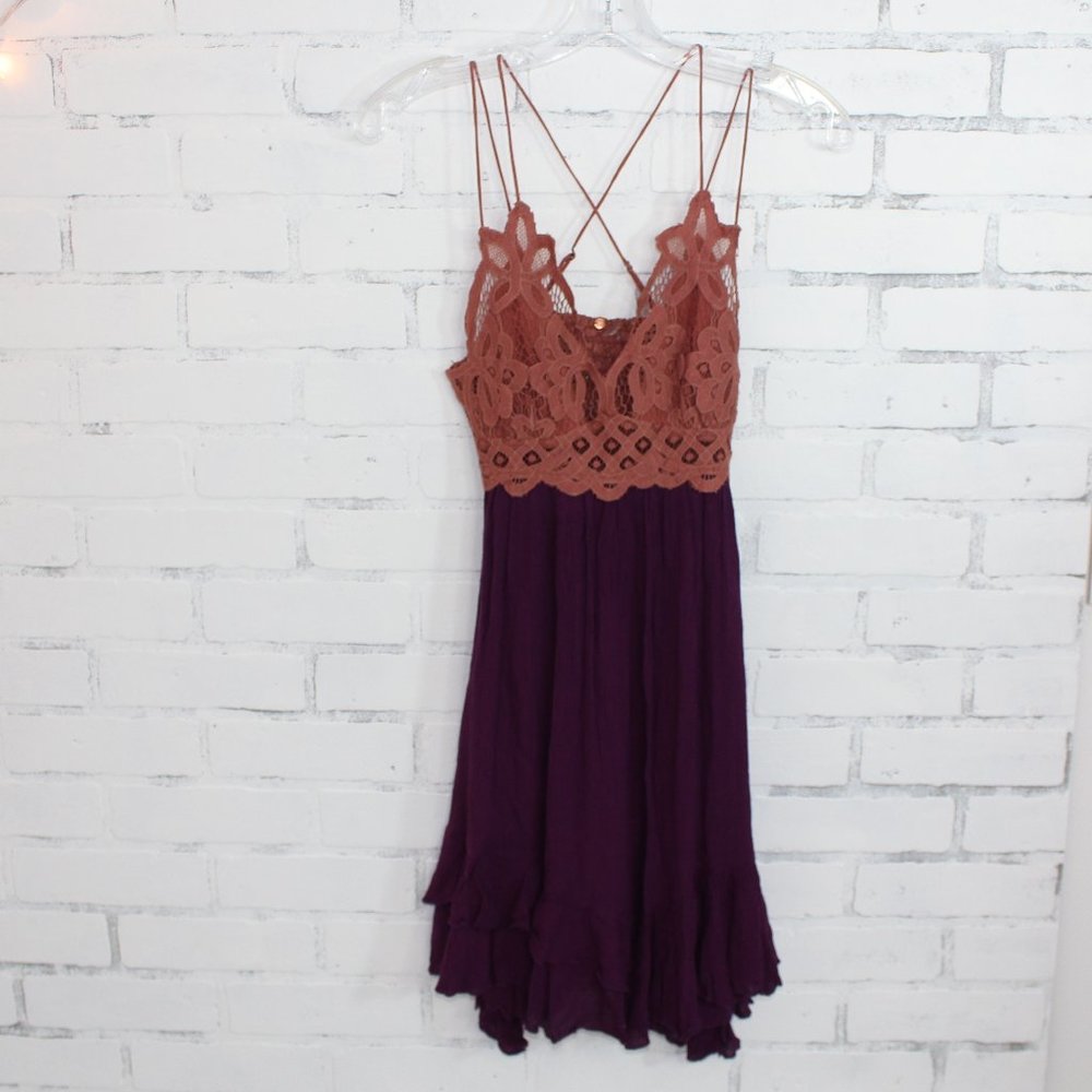 Free People Fall Lace Flowy & Flirty Plum Dress